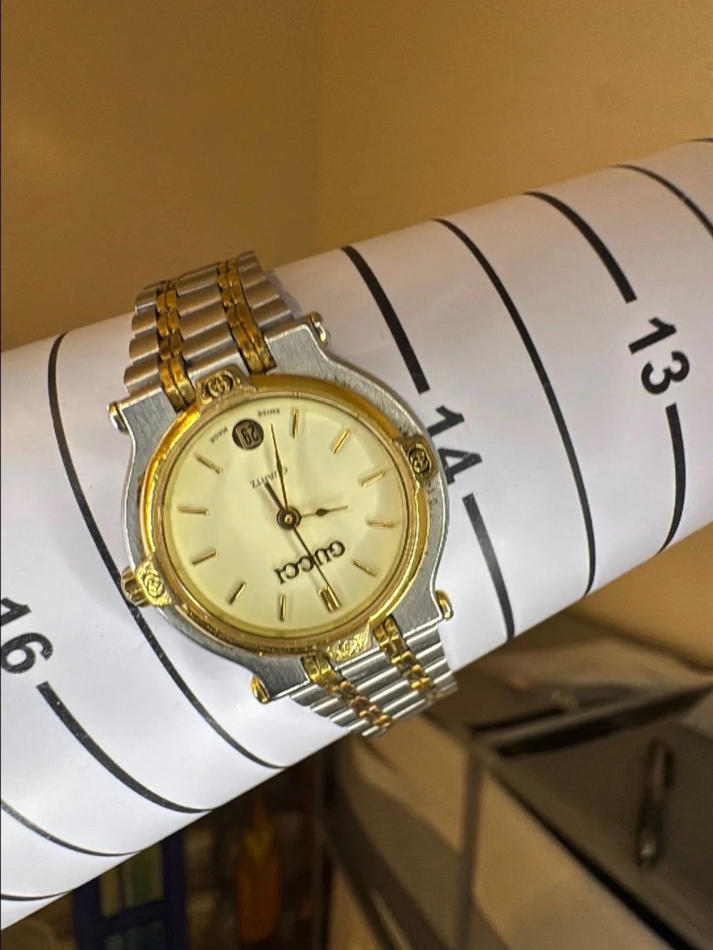 Gucci Two-Tone Gold and Silver Ladies Bracelet Watch - Picture 2 of 7